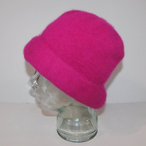 Parkhurst Womens Fuchsia pink Cloche Bucket style Wool Angora Blend Winter hat - Picture 4 of 7